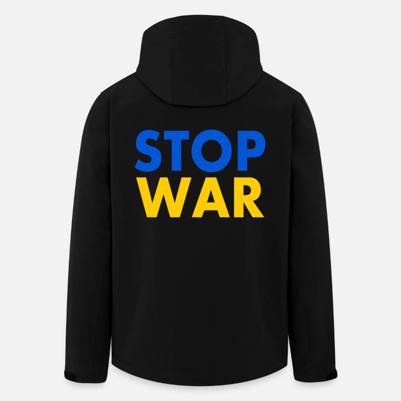 Stop war - Veste softshell homme en polyester recyclé Stanley/Stella - noir