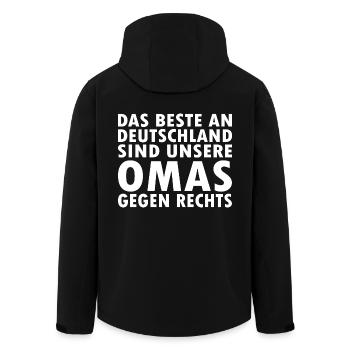 omas gegen rechts - Recycelte Männer Softshell-Jacke von Stanley/Stella - Schwarz - Hinten - AI Model Male 185 light (185cm)