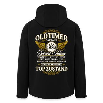 Oldtimer Baujahr 1985 Jahrgang Geburtstag Geschenk - Recycelte Männer Softshell-Jacke von Stanley/Stella - Schwarz - Hinten - AI Model Male 185 light (185cm)
