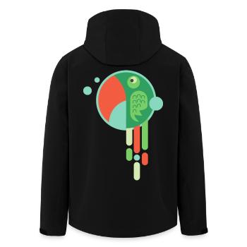 BUNTER PAPAGEI - Lustiger Comic Vogel Geschenk - Recycelte Männer Softshell-Jacke von Stanley/Stella - Schwarz - Hinten - AI Model Male 185 light (185cm)