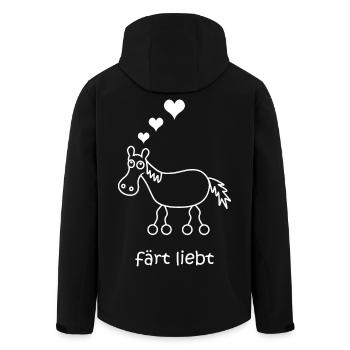 färt liebt, Liebe, Pferd verliebt, Herzen, Herz - Recycelte Männer Softshell-Jacke von Stanley/Stella - Schwarz - Hinten - AI Model Male 185 light (185cm)