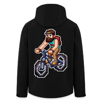 Mountain Bike Pixel Art - Men’s Recycled Softshell Jacket by Stanley/Stella - black - Back - AI Model Male 185 light (185cm)