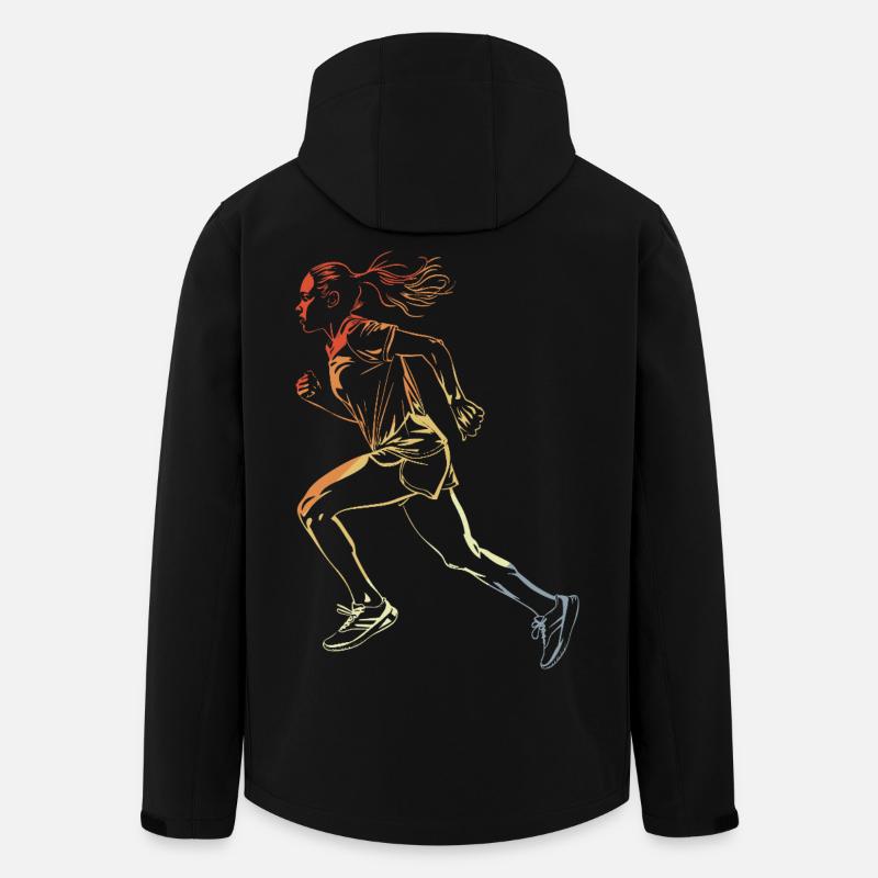 Läuferin Zeichnung Retro-Stil - Recycelte Männer Softshell-Jacke von Stanley/Stella - Schwarz