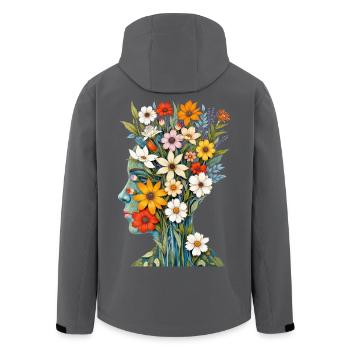 Art abstrait Fleurs - Veste softshell homme en polyester recyclé Stanley/Stella - charbon - Dos - AI Model Male 185 light (185cm)