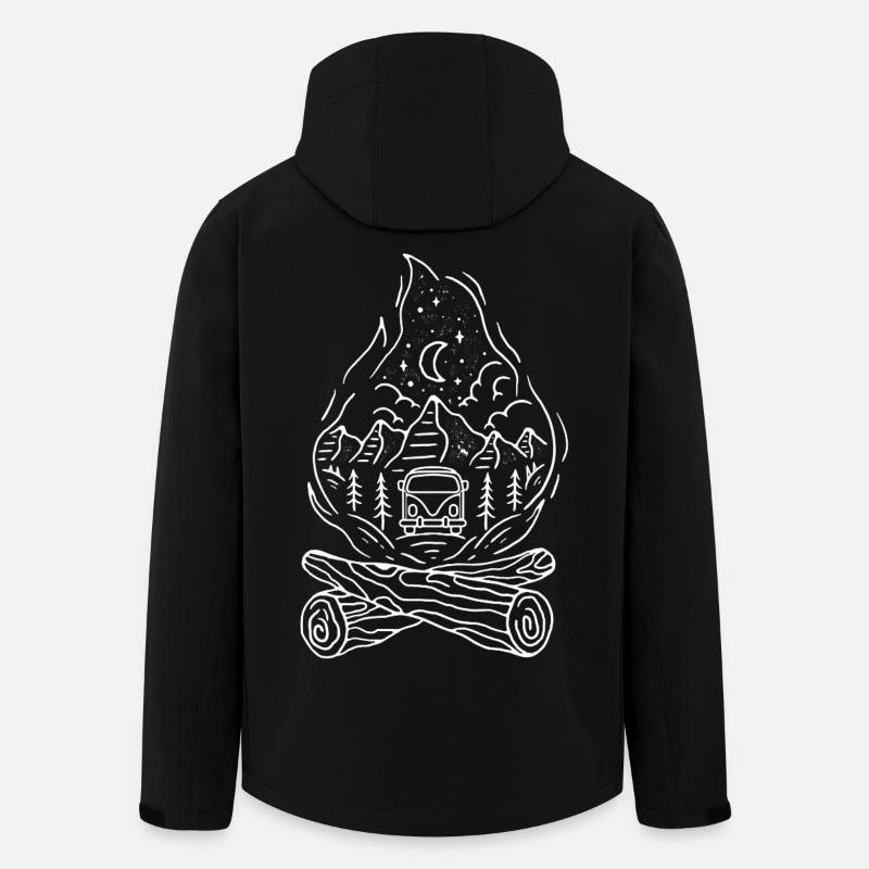 Nachtwald Vanlife Panorama - Recycelte Männer Softshell-Jacke von Stanley/Stella - Schwarz