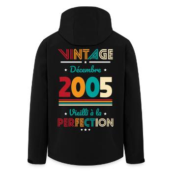 Anniversaire 20 ans - Vintage - Décembre 2005 - Veste softshell homme en polyester recyclé Stanley/Stella - noir - Dos - AI Model Male 185 light (185cm)