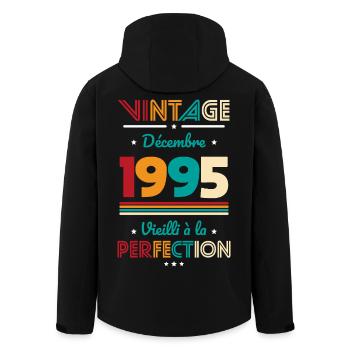 Anniversaire 30 ans - Vintage - Décembre 1995 - Veste softshell homme en polyester recyclé Stanley/Stella - noir - Dos - AI Model Male 185 light (185cm)