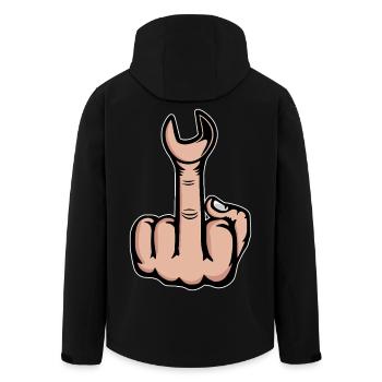Middle Finger Stinger Finger Wrench - Men’s Recycled Softshell Jacket by Stanley/Stella - black - Back - AI Model Male 185 light (185cm)
