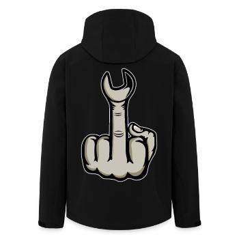 Mittelfinger Stingerfinger Schraubschlüssel - Recycelte Männer Softshell-Jacke von Stanley/Stella - Schwarz - Hinten - AI Model Male 185 light (185cm)
