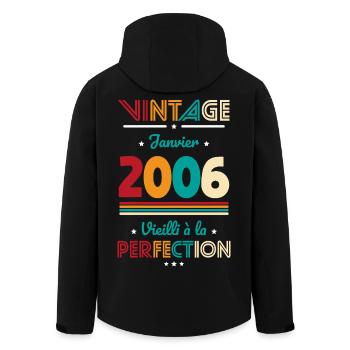 20th Anniversary - Vintage - January 2006 - Men’s Recycled Softshell Jacket by Stanley/Stella - black - Back - AI Model Male 185 light (185cm)