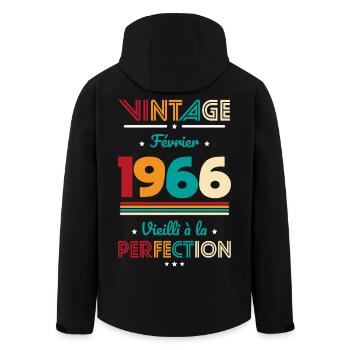 Anniversaire 60 ans - Vintage - Février 1966 - Veste softshell homme en polyester recyclé Stanley/Stella - noir - Dos - AI Model Male 185 light (185cm)