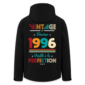 Anniversaire 30 ans - Vintage - Février 1996 - Veste softshell homme en polyester recyclé Stanley/Stella - noir - Dos - AI Model Male 185 light (185cm)