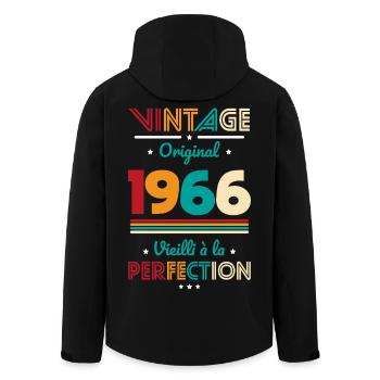 1966 – Vintage – Aged to perfection - Men’s Recycled Softshell Jacket by Stanley/Stella - black - Back - AI Model Male 185 light (185cm)