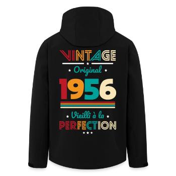 1956 – Vintage – Aged to perfection - Men’s Recycled Softshell Jacket by Stanley/Stella - black - Back - AI Model Male 185 light (185cm)