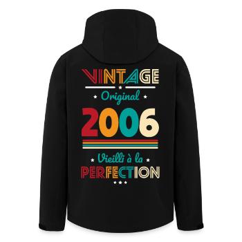 2006 – Vintage – Aged to perfection - Men’s Recycled Softshell Jacket by Stanley/Stella - black - Back - AI Model Male 185 light (185cm)
