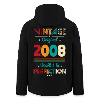 2008 – Vintage – Aged to perfection - Men’s Recycled Softshell Jacket by Stanley/Stella - black - Back - AI Model Male 185 light (185cm)