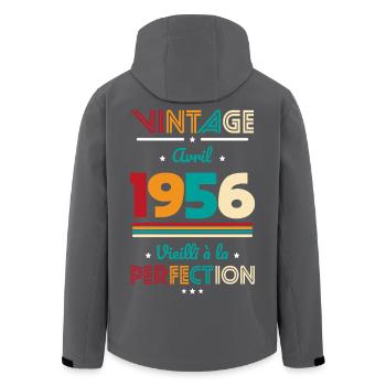Anniversaire 70 ans - Vintage - Avril 1956 - Veste softshell homme en polyester recyclé Stanley/Stella - charbon - Dos - AI Model Male 185 light (185cm)