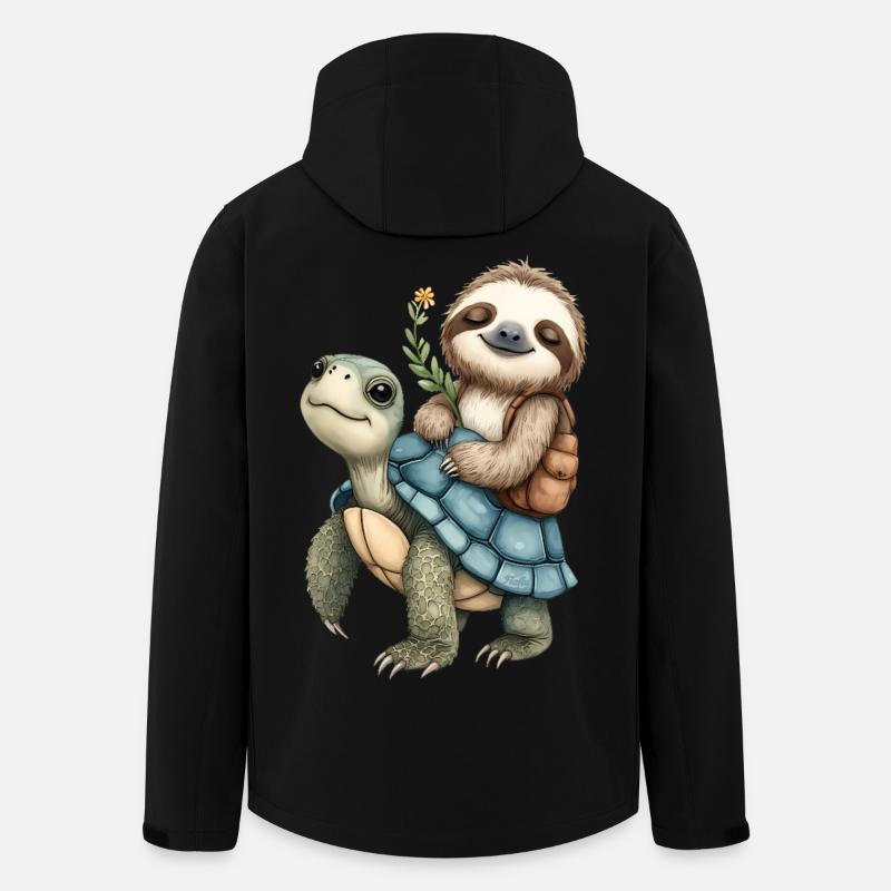 Sloth and Turtle on holiday 🦥🐢 (3) - Men’s Recycled Softshell Jacket by Stanley/Stella - black