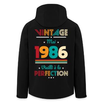 Anniversaire 40 ans - Vintage - Mai 1986 - Veste softshell homme en polyester recyclé Stanley/Stella - noir - Dos - AI Model Male 185 light (185cm)