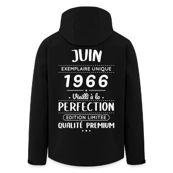 Anniversaire 60 ans - Juin 1966 Perfection - Veste softshell homme en polyester recyclé Stanley/Stella - noir - Dos - AI Model Male 185 light (185cm)