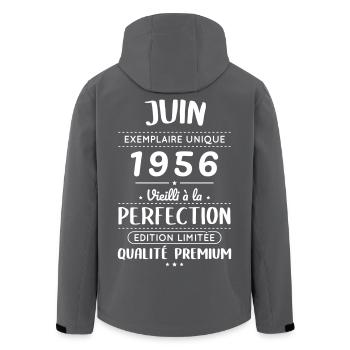 Anniversaire 70 ans - Juin 1956 Perfection - Veste softshell homme en polyester recyclé Stanley/Stella - noir - Dos - AI Model Male 185 light (185cm)