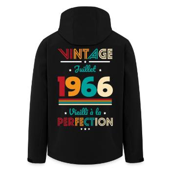 Anniversaire 60 ans - Vintage - Juillet 1966 - Veste softshell homme en polyester recyclé Stanley/Stella - noir - Dos - AI Model Male 185 light (185cm)