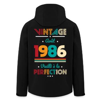 Anniversaire 40 ans - Vintage - Août 1986 - Veste softshell homme en polyester recyclé Stanley/Stella - noir - Dos - AI Model Male 185 light (185cm)