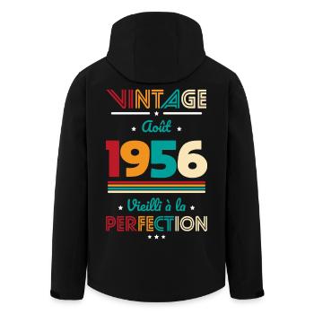 Anniversaire 70 ans - Vintage - Août 1956 - Veste softshell homme en polyester recyclé Stanley/Stella - noir - Dos - AI Model Male 185 light (185cm)
