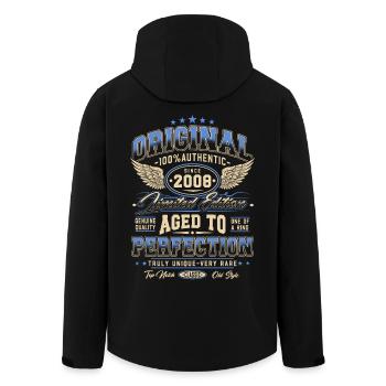 Original 2008 Jahrgang geboren Geburtstag Geschenk - Recycelte Männer Softshell-Jacke von Stanley/Stella - Schwarz - Hinten - AI Model Male 185 light (185cm)