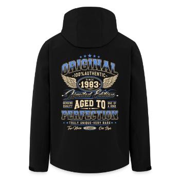 Original 1983 Jahrgang geboren Geburtstag Geschenk - Recycelte Männer Softshell-Jacke von Stanley/Stella - Schwarz - Hinten - AI Model Male 185 light (185cm)