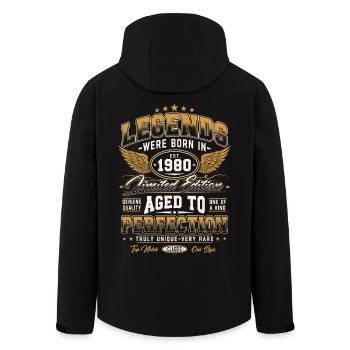 1980 Jahrgang geboren Legenden Geburtstag Geschenk - Recycelte Männer Softshell-Jacke von Stanley/Stella - Schwarz - Hinten - AI Model Male 185 light (185cm)
