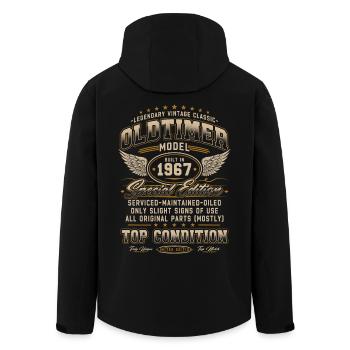 Vintage Car Year 1967 Vintage Birthday Gift - Men’s Recycled Softshell Jacket by Stanley/Stella - black - Back - AI Model Male 185 light (185cm)