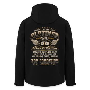 Vintage Car Year 1968 Vintage Birthday Gift - Men’s Recycled Softshell Jacket by Stanley/Stella - black - Back - AI Model Male 185 light (185cm)