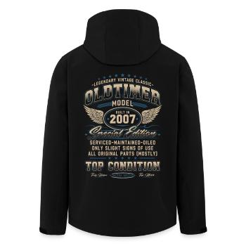 Vintage Car Year 2007 Vintage Birthday Gift - Men’s Recycled Softshell Jacket by Stanley/Stella - black - Back - AI Model Male 185 light (185cm)