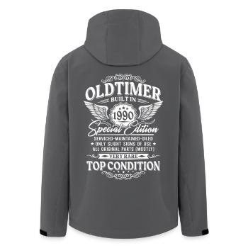 Oldtimer Baujahr 1990 Jahrgang Geburtstag Geschenk - Recycelte Männer Softshell-Jacke von Stanley/Stella - Schwarz - Hinten - AI Model Male 185 light (185cm)