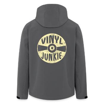 Vinyl Junkie Retro Vintage Album Schallplatte 70er - Recycelte Männer Softshell-Jacke von Stanley/Stella - Anthrazit - Hinten - AI Model Male 185 light (185cm)