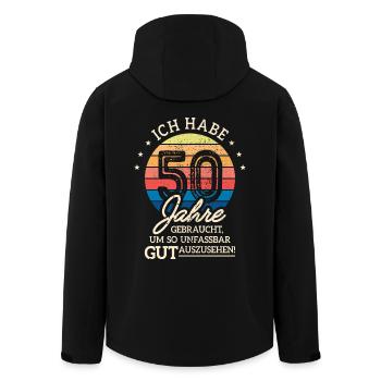 50. Geburtstag Geschenk Habe 50 Jahre Gebraucht - Recycelte Männer Softshell-Jacke von Stanley/Stella - Schwarz - Hinten - AI Model Male 185 light (185cm)