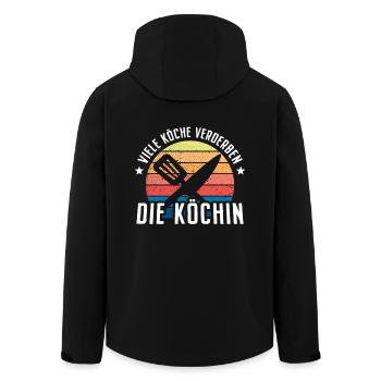 Viele Köche Verderben Die Köchin Küche Kochen Koch - Recycelte Männer Softshell-Jacke von Stanley/Stella - Schwarz - Hinten - AI Model Male 185 light (185cm)
