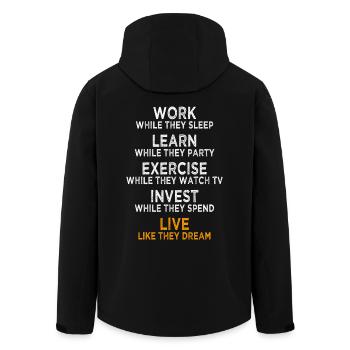 Work While They Sleep Saying Entrepreneur Success - Men’s Recycled Softshell Jacket by Stanley/Stella - black - Back - AI Model Male 185 light (185cm)