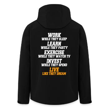 Work While They Sleep Saying Entrepreneur Success - Men’s Recycled Softshell Jacket by Stanley/Stella - black - Back - AI Model Male 185 light (185cm)