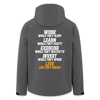 Travailler pendant qu’ils dorment En disant le succès de l’entrepreneur - Veste softshell homme en polyester recyclé Stanley/Stella - charbon - Dos - AI Model Male 185 light (185cm)