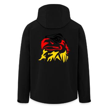 Black-red-gold eagle - Men’s Recycled Softshell Jacket by Stanley/Stella - black - Back - AI Model Male 185 light (185cm)
