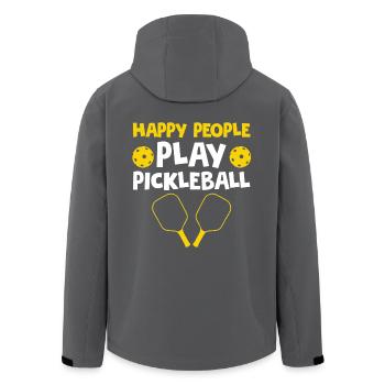 Happy People Play Pickleball - Men’s Recycled Softshell Jacket by Stanley/Stella - black - Back - AI Model Male 185 light (185cm)