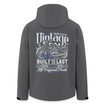 1976 Jahrgang geboren Motorrad Geburtstag Geschenk - Recycelte Männer Softshell-Jacke von Stanley/Stella - Schwarz - Hinten - AI Model Male 185 light (185cm)