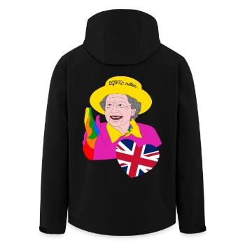 Reine aux couleurs de l’arc-en-ciel avec cœur Union Jack - Veste softshell homme en polyester recyclé Stanley/Stella - noir - Dos - AI Model Male 185 light (185cm)