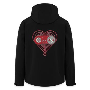 Retro Gaming Controller - Video Games Gampad Heart - Men’s Recycled Softshell Jacket by Stanley/Stella - black - Back - AI Model Male 185 light (185cm)