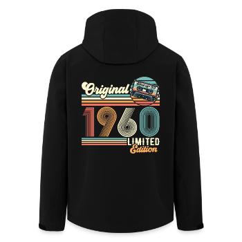 1960 ' s Original Vintage anniversaire Cadeau rétro - Veste softshell homme en polyester recyclé Stanley/Stella - noir - Dos - AI Model Male 185 light (185cm)