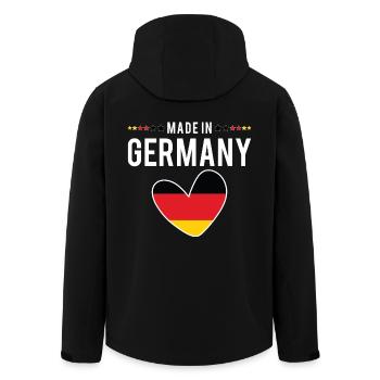 Made in Germany, German Flag Heart, Men Women Kids - Men’s Recycled Softshell Jacket by Stanley/Stella - black - Back - AI Model Male 185 light (185cm)