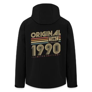 Original 1990 Jahrgang Vintage Geburtstag Retro - Recycelte Männer Softshell-Jacke von Stanley/Stella - Schwarz - Hinten - AI Model Male 185 light (185cm)