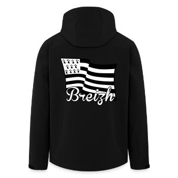 Bretagne Breizh drapeau - Veste softshell homme en polyester recyclé Stanley/Stella - noir - Dos - AI Model Male 185 light (185cm)